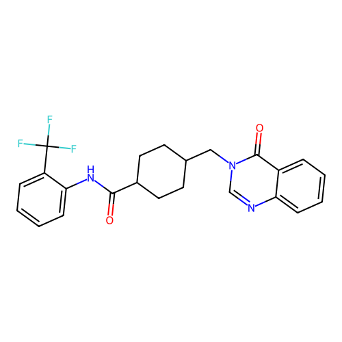 4-[(4-oxoquinazolin-3-yl)methyl]-N-[2-(trifluoromethyl)phenyl]cyclohexane-1-carboxamide structure