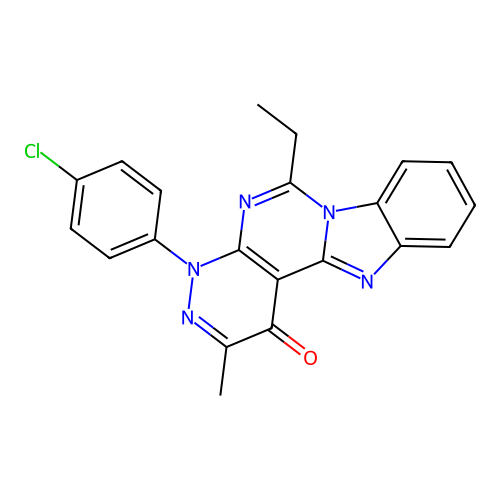 4-(4-chlorophenyl)-6-ethyl-2-methylpyridazino[3',4':4,5]pyrimido[1,6-a]benzimidazol-1(4H)-one structure