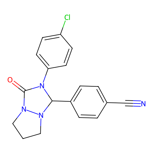 4-(2-(4-chlorophenyl)-3-oxohexahydropyrazolo[1,2-a][1,2,4]triazol-1-yl)benzonitrile structure
