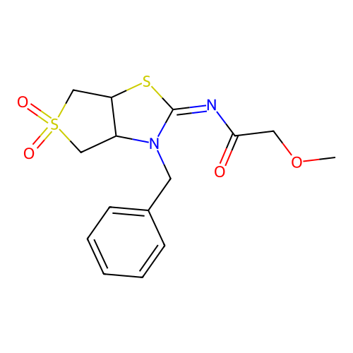 N-[(2E)-3-benzyl-5,5-dioxidotetrahydrothieno[3,4-d][1,3]thiazol-2(3H)-ylidene]-2-methoxyacetamide structure