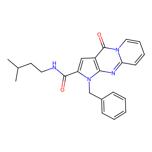 1-benzyl-N-isopentyl-4-oxo-1,4-dihydropyrido[1,2-a]pyrrolo[2,3-d]pyrimidine-2-carboxamide structure