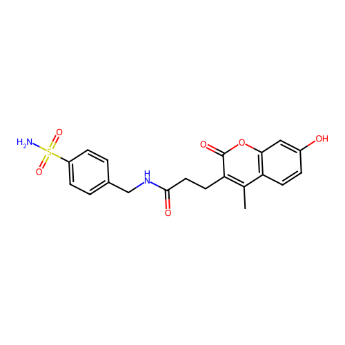 3-(7-hydroxy-4-methyl-2-oxo-2H-chromen-3-yl)-N-(4-sulfamoylbenzyl)propanamide structure