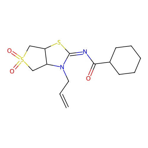 (Z)-N-(3-allyl-5,5-dioxidotetrahydrothieno[3,4-d]thiazol-2(3H)-ylidene)cyclohexanecarboxamide structure