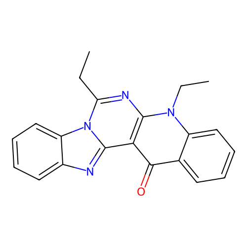 5,7-diethylbenzimidazo[1',2':1,6]pyrimido[4,5-b]quinolin-14(5H)-one structure