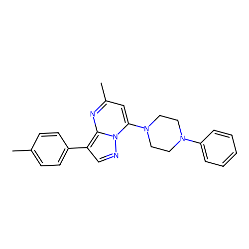 5-Methyl-7-(4-phenylpiperazin-1-yl)-3-(p-tolyl)pyrazolo[1,5-a]pyrimidine structure