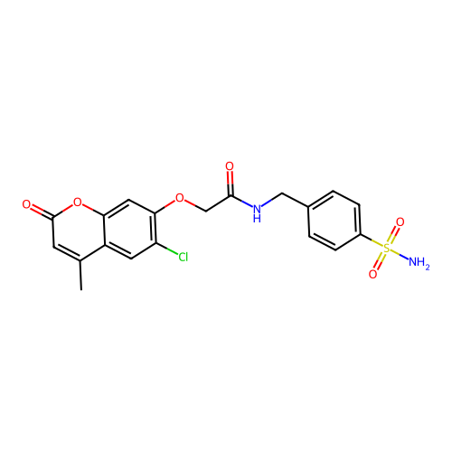 2-((6-chloro-4-methyl-2-oxo-2H-chromen-7-yl)oxy)-N-(4-sulfamoylbenzyl)acetamide structure