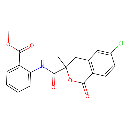 methyl 2-(6-chloro-3-methyl-1-oxoisochroman-3-carboxamido)benzoate structure