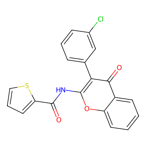 N-[3-(3-chlorophenyl)-4-oxo-4H-chromen-2-yl]thiophene-2-carboxamide structure