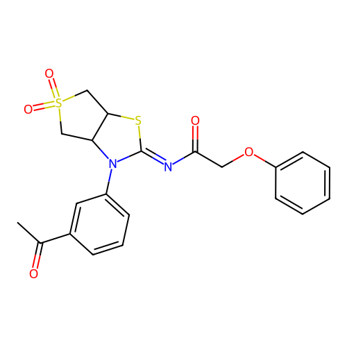 (Z)-N-(3-(3-acetylphenyl)-5,5-dioxidotetrahydrothieno[3,4-d]thiazol-2(3H)-ylidene)-2-phenoxyacetamide structure