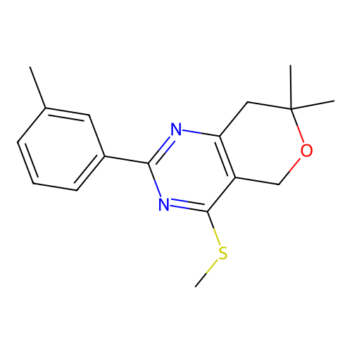 7,7-dimethyl-2-(3-methylphenyl)-4-methylsulfanyl-5,8-dihydropyrano[4,3-d]pyrimidine structure