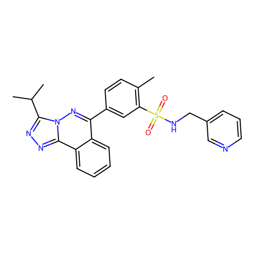 2-methyl-5-(3-propan-2-yl-[1,2,4]triazolo[3,4-a]phthalazin-6-yl)-N-(pyridin-3-ylmethyl)benzenesulfonamide structure
