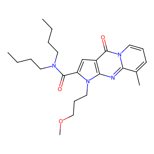 N,N-dibutyl-1-(3-methoxypropyl)-9-methyl-4-oxo-1,4-dihydropyrido[1,2-a]pyrrolo[2,3-d]pyrimidine-2-carboxamide structure