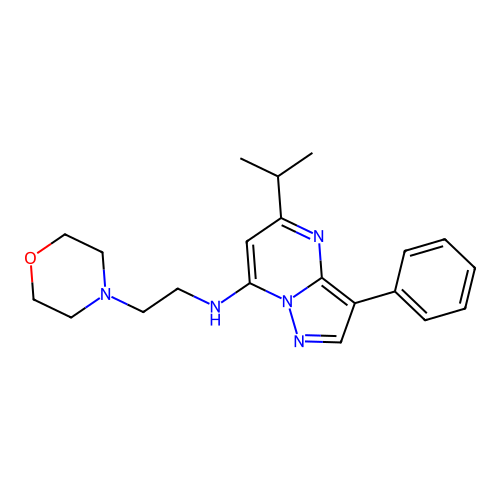 5-isopropyl-N-(2-morpholinoethyl)-3-phenylpyrazolo[1,5-a]pyrimidin-7-amine structure