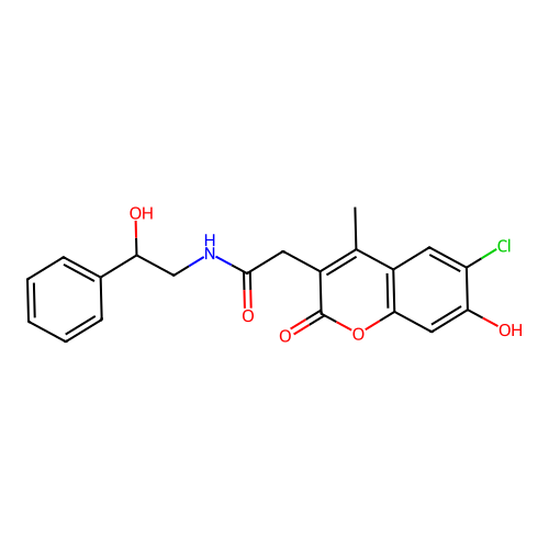 2-(6-chloro-7-hydroxy-4-methyl-2-oxo-2H-chromen-3-yl)-N-(2-hydroxy-2-phenylethyl)acetamide structure