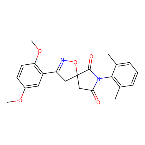 3-(2,5-dimethoxyphenyl)-7-(2,6-dimethylphenyl)-1-oxa-2,7-diazaspiro[4.4]non-2-ene-6,8-dione structure