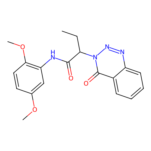 N-(2,5-dimethoxyphenyl)-2-(4-oxo-1,2,3-benzotriazin-3(4H)-yl)butanamide structure