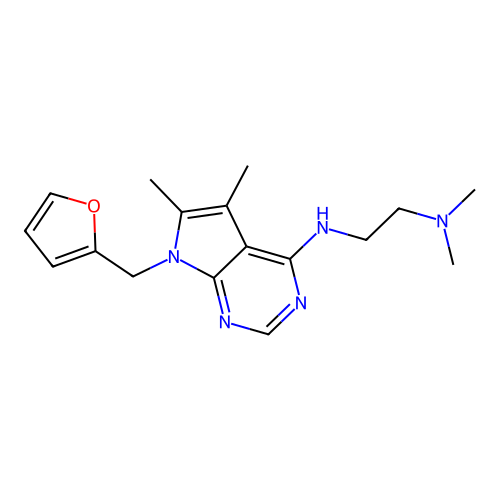 N-[7-(furan-2-ylmethyl)-5,6-dimethylpyrrolo[2,3-d]pyrimidin-4-yl]-N',N'-dimethylethane-1,2-diamine structure
