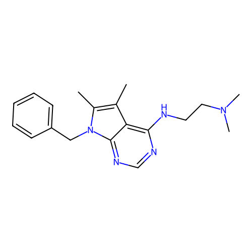 N-(7-benzyl-5,6-dimethylpyrrolo[2,3-d]pyrimidin-4-yl)-N',N'-dimethylethane-1,2-diamine structure