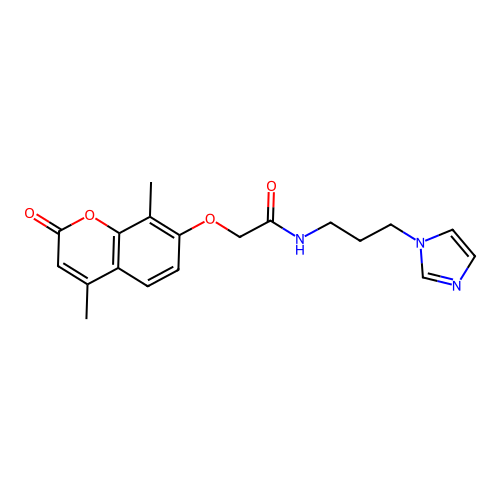 2-[(4,8-dimethyl-2-oxo-2H-chromen-7-yl)oxy]-N-[3-(1H-imidazol-1-yl)propyl]acetamide structure
