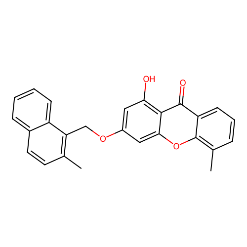 1-hydroxy-5-methyl-3-((2-methylnaphthalen-1-yl)methoxy)-9H-xanthen-9-one structure
