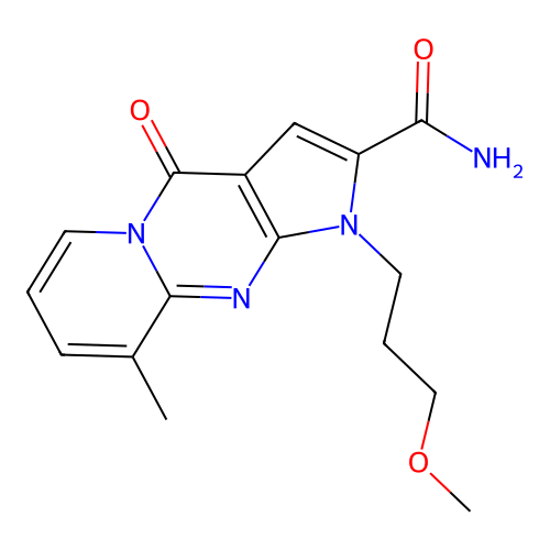 1-(3-methoxypropyl)-9-methyl-4-oxo-1,4-dihydropyrido[1,2-a]pyrrolo[2,3-d]pyrimidine-2-carboxamide structure