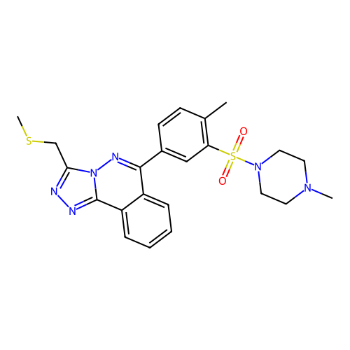 6-(4-methyl-3-((4-methylpiperazin-1-yl)sulfonyl)phenyl)-3-((methylthio)methyl)-[1,2,4]triazolo[3,4-a]phthalazine structure