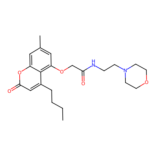 2-[(4-butyl-7-methyl-2-oxo-2H-chromen-5-yl)oxy]-N-[2-(morpholin-4-yl)ethyl]acetamide structure