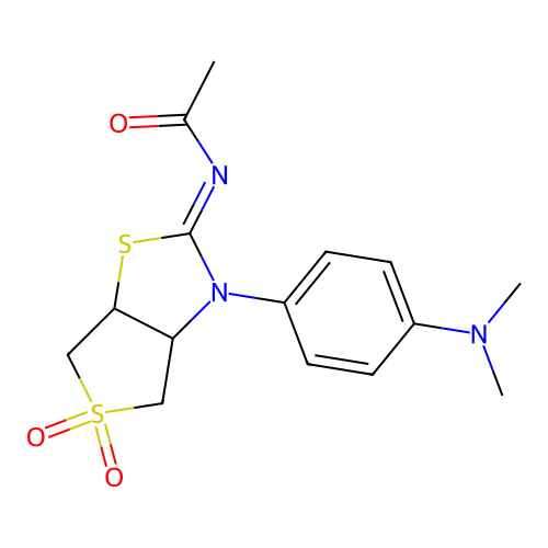 N-[(2E)-3-[4-(dimethylamino)phenyl]-5,5-dioxidotetrahydrothieno[3,4-d][1,3]thiazol-2(3H)-ylidene]acetamide structure