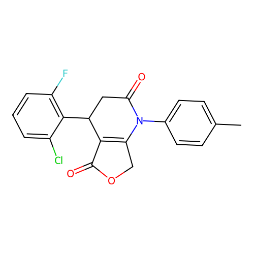 4-(2-chloro-6-fluorophenyl)-1-(p-tolyl)-3,4-dihydrofuro[3,4-b]pyridine-2,5(1H,7H)-dione structure