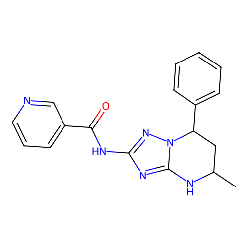 N-(5-methyl-7-phenyl-1,5,6,7-tetrahydro-[1,2,4]triazolo[1,5-a]pyrimidin-2-yl)pyridine-3-carboxamide structure