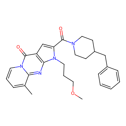 2-(4-benzylpiperidine-1-carbonyl)-1-(3-methoxypropyl)-9-methylpyrido[1,2-a]pyrrolo[2,3-d]pyrimidin-4(1H)-one structure