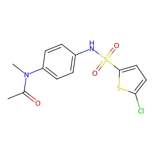 N-[4-[(5-chlorothiophen-2-yl)sulfonylamino]phenyl]-N-methylacetamide structure