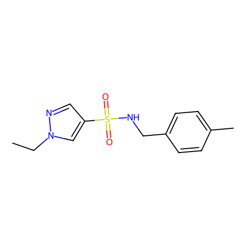 1-ethyl-N-[(4-methylphenyl)methyl]pyrazole-4-sulfonamide structure
