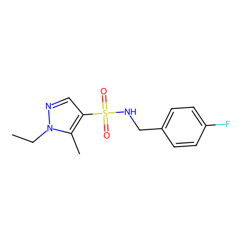 1-ethyl-N-[(4-fluorophenyl)methyl]-5-methylpyrazole-4-sulfonamide structure