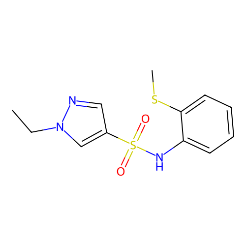 1-ethyl-N-(2-methylsulfanylphenyl)pyrazole-4-sulfonamide structure