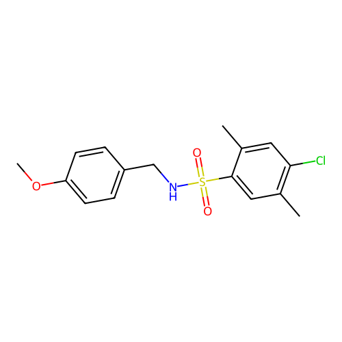 4-chloro-N-[(4-methoxyphenyl)methyl]-2,5-dimethylbenzenesulfonamide structure