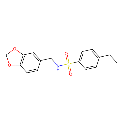 N-(1,3-benzodioxol-5-ylmethyl)-4-ethylbenzenesulfonamide structure