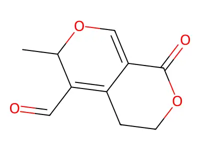 1H,3H-Pyrano(3,4-c)pyran-5-carboxaldehyde, 4,6-dihydro-6-methyl-1-oxo- structure