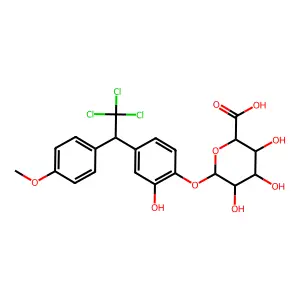 beta-D-Glucopyranosiduronic acid, 2-hydroxy-4-(2,2,2-trichloro-1-(4-methoxyphenyl)ethyl)phenyl structure