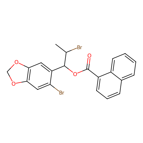 2-Bromo-1-(6-bromo-1,3-benzodioxol-5-yl)propyl naphthalene-1-carboxylate structure