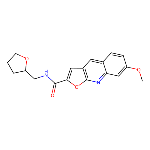 7-methoxy-N-(oxolan-2-ylmethyl)furo[2,3-b]quinoline-2-carboxamide structure