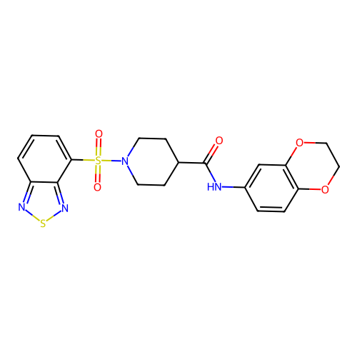 1-(2,1,3-benzothiadiazol-4-ylsulfonyl)-N-(2,3-dihydro-1,4-benzodioxin-6-yl)piperidine-4-carboxamide structure