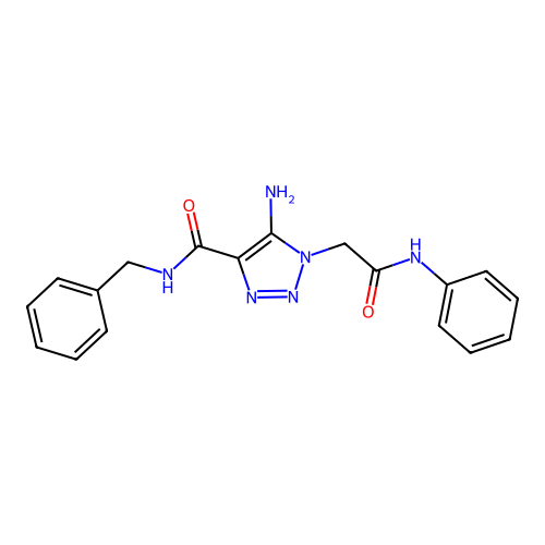 5-amino-1-(2-anilino-2-oxoethyl)-N-benzyltriazole-4-carboxamide structure