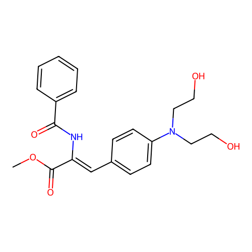 Methyl 2-benzamido-3-[4-[bis(2-hydroxyethyl)amino]phenyl]prop-2-enoate structure