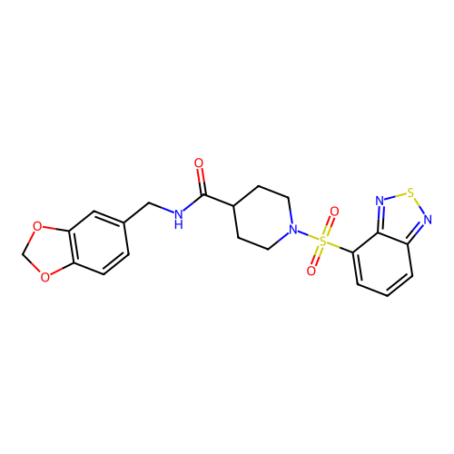 N-(1,3-benzodioxol-5-ylmethyl)-1-(2,1,3-benzothiadiazol-4-ylsulfonyl)piperidine-4-carboxamide structure