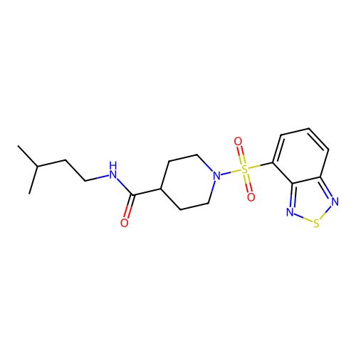 1-(2,1,3-benzothiadiazol-4-ylsulfonyl)-N-(3-methylbutyl)piperidine-4-carboxamide structure
