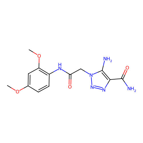 5-amino-1-{2-[(2,4-dimethoxyphenyl)amino]-2-oxoethyl}-1H-1,2,3-triazole-4-carboxamide structure