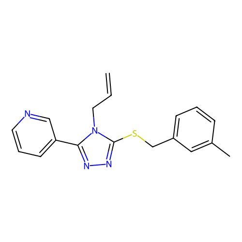 3-[5-[(3-Methylphenyl)methylsulfanyl]-4-prop-2-enyl-1,2,4-triazol-3-yl]pyridine structure