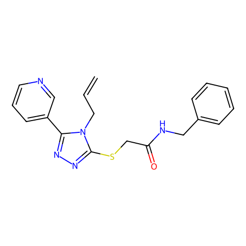 N-benzyl-2-[(4-prop-2-enyl-5-pyridin-3-yl-1,2,4-triazol-3-yl)sulfanyl]acetamide structure