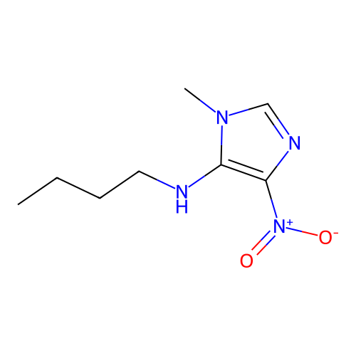 N-butyl-1-methyl-4-nitro-1H-imidazol-5-amine structure